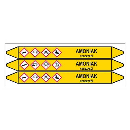 Značení potrubí, amoniak,3 ks, 355 × 37 mm